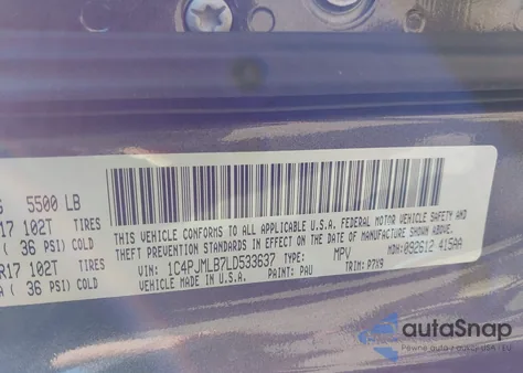 2020 Jeep Cherokee Latitude Plus 4X4 z USA, uszkodzony, nr VIN 1C4PJMLB7LD533637